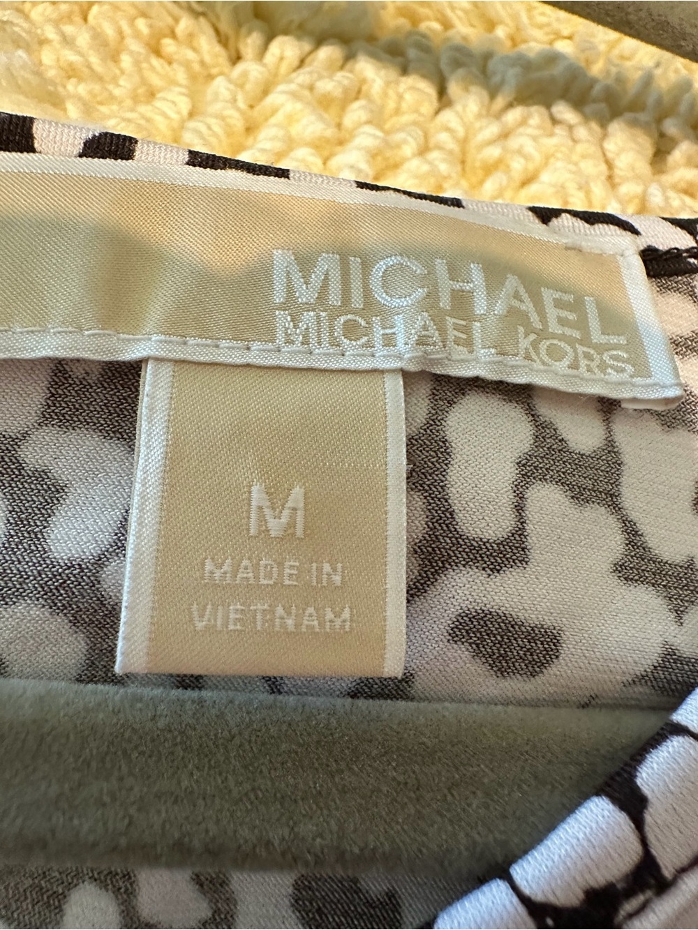 Michael Kors Long Sleeve Dark Brown  and White Patterned Fit-and-Flare Dress - Picture 6 of 6